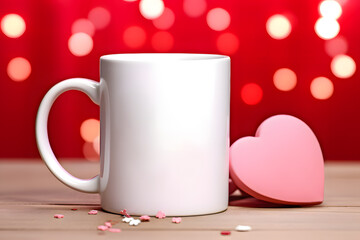 Mockup of a Valentine White Mug, Blank White Mug Mockup for Valentines Day