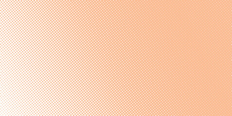 Vector gradient peach fuzz  trendy 2024 color comic pop-art halftone background template, texture. Vector illustration Geometric vintage monochrome fade wallpaper. Pop art print. Dotted retro - obrazy, fototapety, plakaty