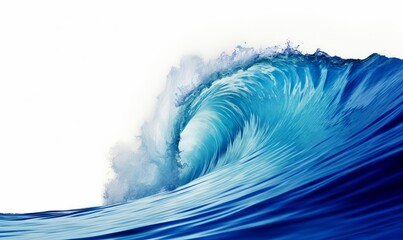 blue ocean wave, isolated on white background cutout, Generative AI
