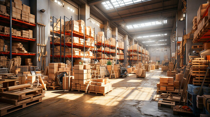 interior of a warehouse in the factory