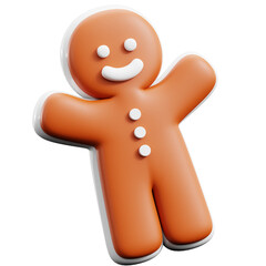 3d render icon of a gingerbread man isolated on white