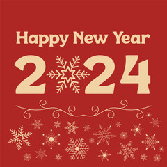 Fototapeta na wymiar Happy New Year 2024 bright colors flat design