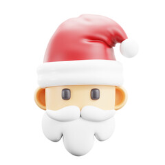 3d render icon of a santa claus with a christmas hat