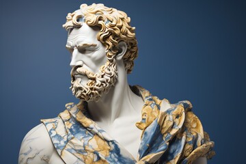 Obraz premium A abstract stoic marble sculpture, statue, bust of a ancient roman, greek person portraying stoicism.