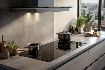 Abandoning gas stoves in favor of an environmentally friendly induction hob in a modern kitchen.