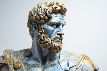 A abstract stoic marble sculpture, statue, bust of a ancient roman, greek person portraying stoicism.