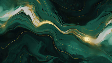 Green and gold marble pattern with luxurious swirls and fluid elegance