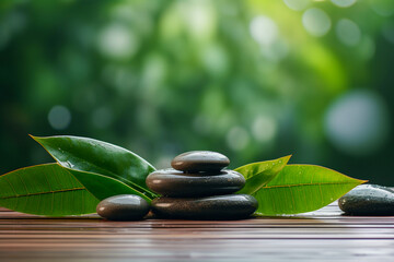 Warm stones from the spa salon for massage and relaxation. The concept of pacification and body care