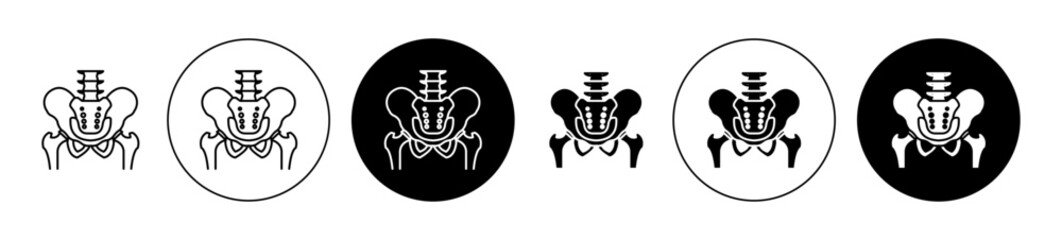 Pelvic area symbol set. Woman pelvis back pain suitable for apps and websites UI designs. - obrazy, fototapety, plakaty