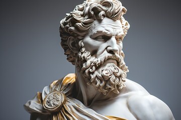 A abstract stoic marble sculpture, statue, bust of a ancient roman, greek person portraying stoicism.