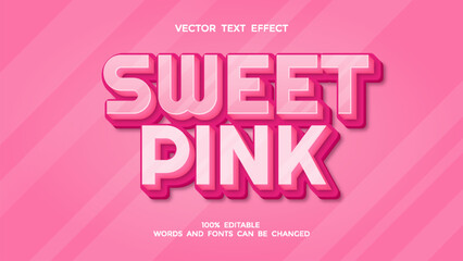 sweet pink editable 3d text effect - obrazy, fototapety, plakaty