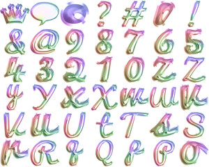 Rainbow Foil Balloon Script Alphabet - Colorful Elegance.