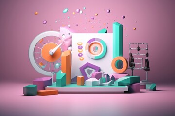 3D SEO Optimization, web analytics and seo marketing concept. 3d render illustration, Generative AI