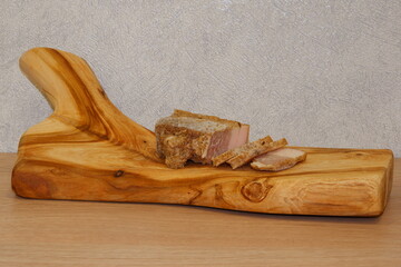Cutting board. Made by hand from cherry wood. Bright and beautiful texture. There is cheese and...