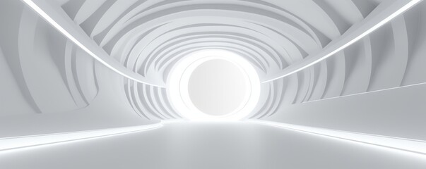 3d Illustration of White Circular Building. Modern Geometric Wallpaper. Futuristic Technology Design, Generative AI