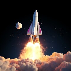 Space rocket launch. 3d render, Generative AI