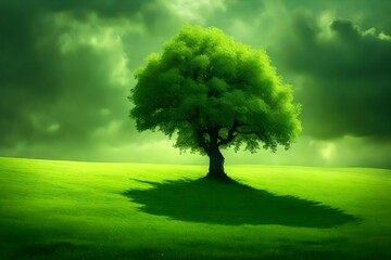 green tree on green field