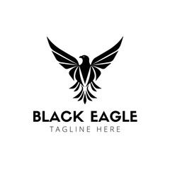 Black Minimalist Eagle Logo Design 