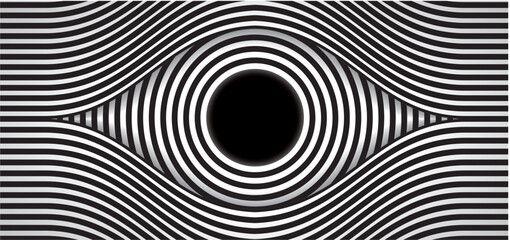 Abstract hypnotic eye. Panoramic. Vector illustration.