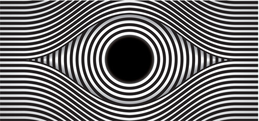 Abstract hypnotic eye. Panoramic. Vector illustration.