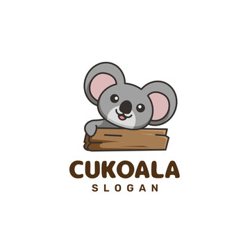 Cute Koala illustrated Animal Logo Design 