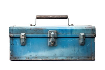 Blue Toolbox with Clipping Path Isolated on White Background. Perfect for Engineers and Industrial Professionals to Keep their Tools and Equipment in Fix