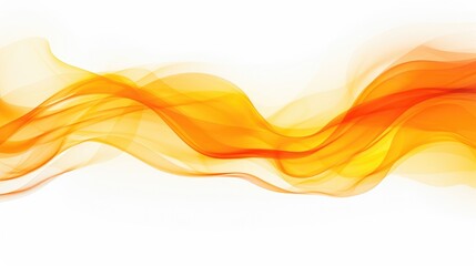 Dense Orange Flames Burning on Isolated White Background -Abstract Closeup of Yellow and Orange Heat waves