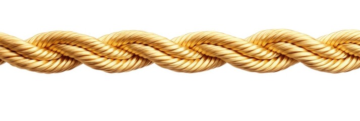 Close-up of Elegant Gold Rope - Isolated on White Background - Great for Bonding or Decorative Design