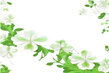 close-up of a green flower pattern isolated on white background with green flowers. Generative Ai 