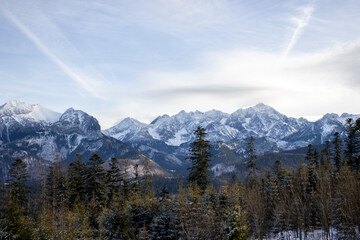  Majestic winter landscape of Polish Tatra Mountains, Zakopane.