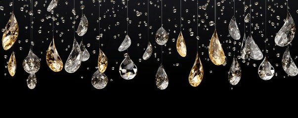 Abstract background of silver and gold shiny shimmering bubbles falling from top to bottom. Concept: festive and opulent atmosphere, party, glamorous event. Ultra-wide panoramic banner