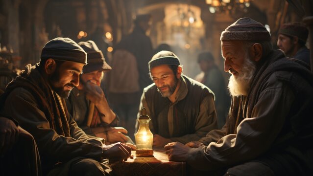 Wisdom In Serenity - Islamic Elders In Thoughtful Conversation And Quiet Reflection