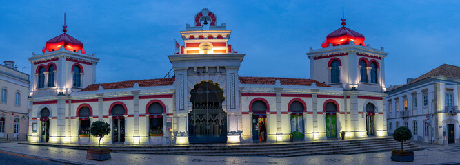 panoramic view of the front façade of the municipal market of Loulé in the Algarve region.