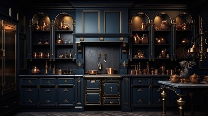 Dark luxury vintage style kitchen interior