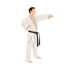 Karate stance character illustration. Asian martial art. Flat vector illustration isolated on white background