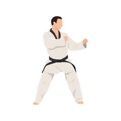 Karate stance character illustration. Asian martial art. Flat vector illustration isolated on white background