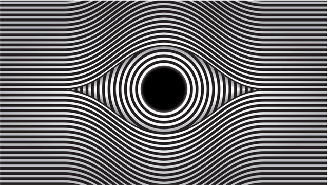 Abstract hypnotic eye. Dimension 16:9. Vector illustration.