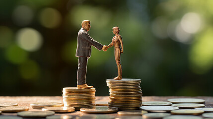 Symbolic figure of two people making an economic deal