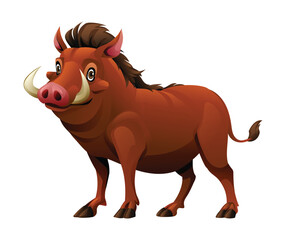 Warthog cartoon vector illustration isolated on white background