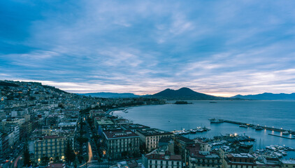 Stunning sunrise on a cloudy winter morning, Naples, Italy