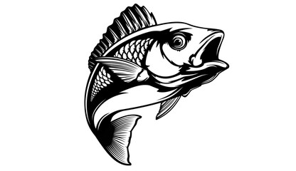 Red snapper isolated vector illustration. Fishing logo of red snapper. Fishing emlem for company or sport club. Marine theme background. NOT AI.