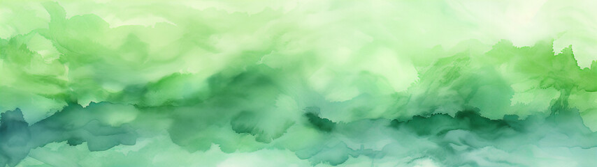 A beautiful abstract designed dark and light green watercolor background banner with white