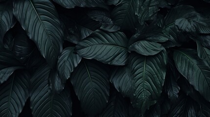 Abstract Black Leaves Texture for Tropical Leaf Background AI Generated