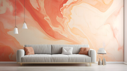 Soft neutral liquid wallpaper marble texture. Generative AI.