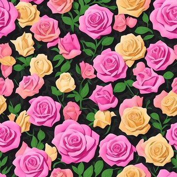 watercolour painted red roses pattern generative ai
