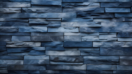 stone wall background, dark blue Azul exterior stone wall cladding texture marble. Generative AI.