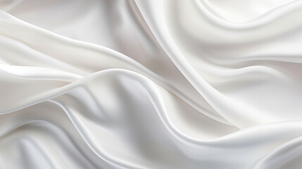 A close up of a white abstract satin fabric, luxury fabric design background