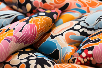 Textile prints with broad, bright strokes and patches that bring an illuminating quality to fabrics, ai generative