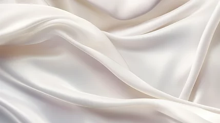 Fotobehang A close up of a white satin fabric, abstract background, luxury fabric design  © Reisekuchen