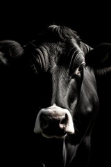 cow - black and white portrait